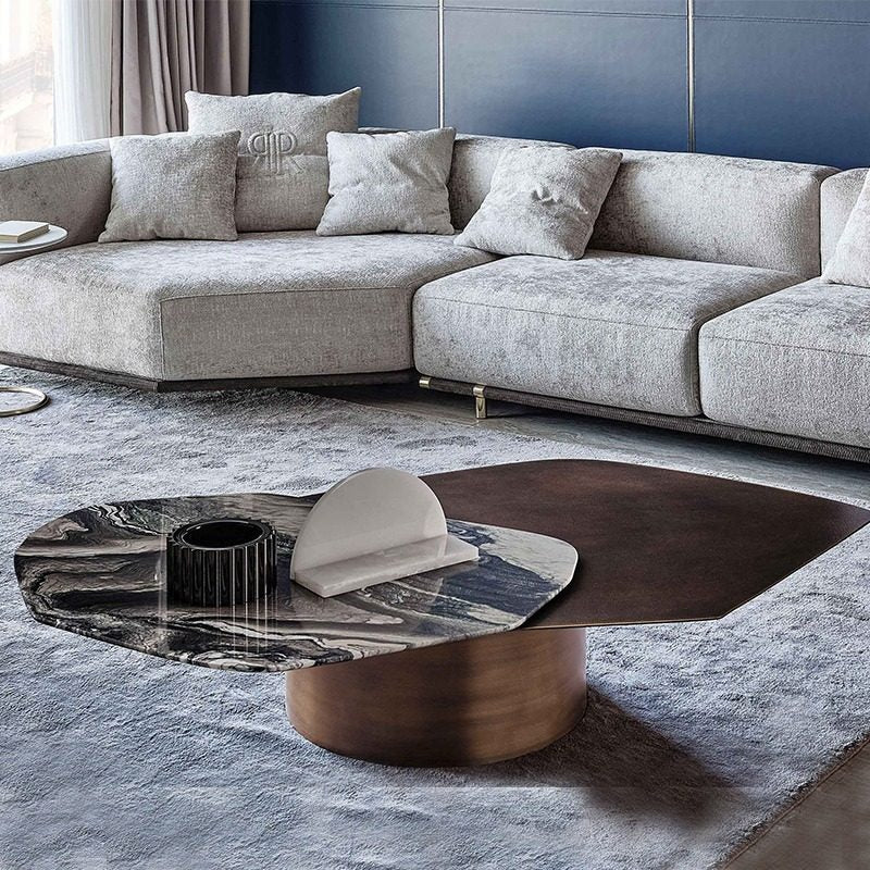 Living room light luxury marble rotating coffee table, creative minimalist designer, high-end combination coffee table