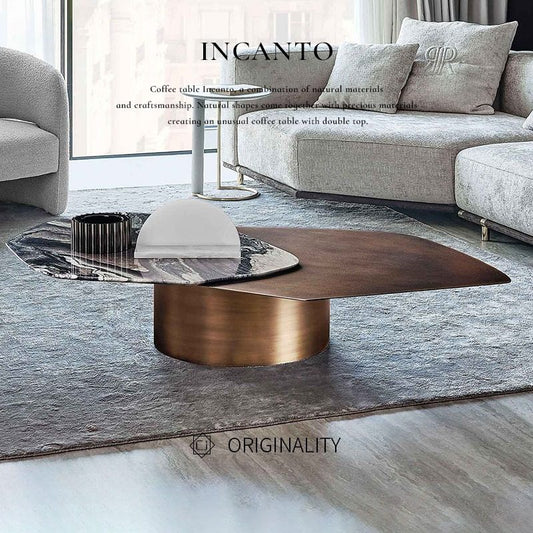 Living room light luxury marble rotating coffee table, creative minimalist designer, high-end combination coffee table