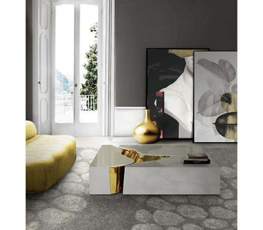 Spot stainless steel simple tea table design, modern living room tea table back, square patterned table, entrance counter, sofa edge table