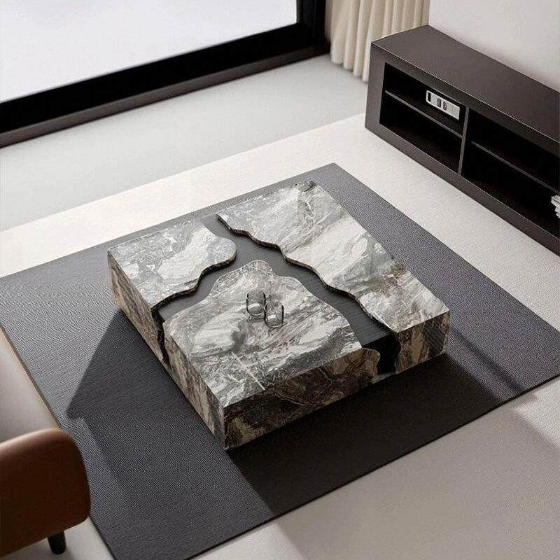Natural marble coffee table light luxury square large unit Italian minimalist luxury stone designer furniture