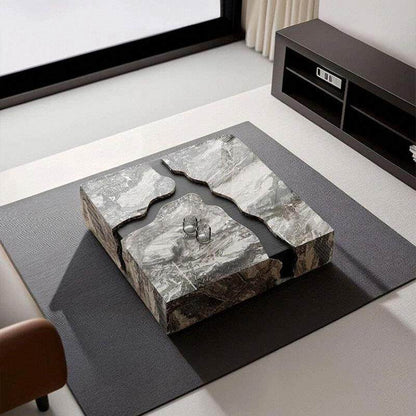 Natural marble coffee table light luxury square large unit Italian minimalist luxury stone designer furniture