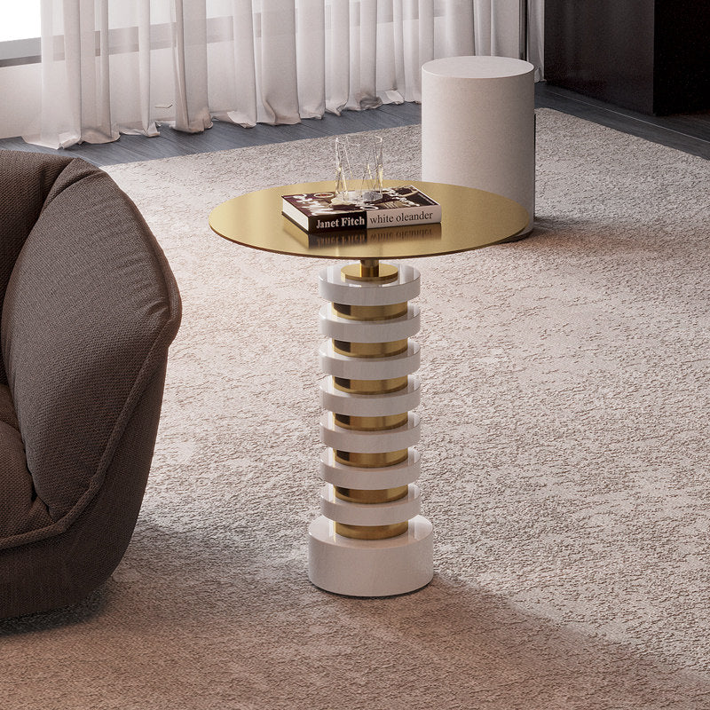 Italian style light luxury edge table, modern minimalist natural marble coffee table, minimalist living room, movable