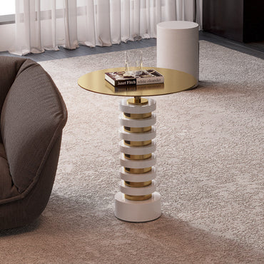 Italian style light luxury edge table, modern minimalist natural marble coffee table, minimalist living room, movable
