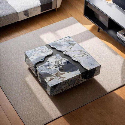 Natural marble coffee table light luxury square large unit Italian minimalist luxury stone designer furniture