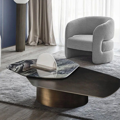 Living room light luxury marble rotating coffee table, creative minimalist designer, high-end combination coffee table