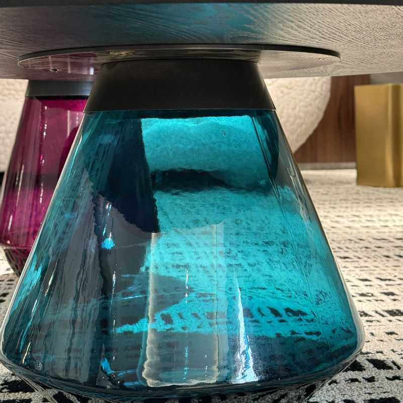 Modern Round Colorful Glass Coffee Table Set New Design for Small Apartments Designer High-End Bell Coffee Table