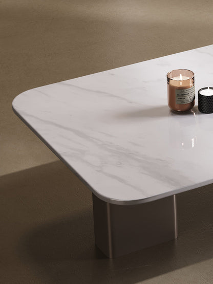 Italian minimalist rectangular tea table, stainless steel living room, modern designer's creative new tea table for home use