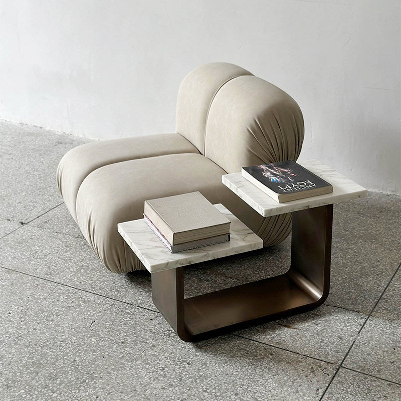 Modern minimalist marble, stainless steel, light luxury designer, cloud top edge villa, living room, sofa