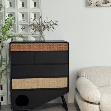 New antique style bucket cabinet, retro living room storage cabinet, bedroom storage cabinet, French cat style solid wood drawer cabinet