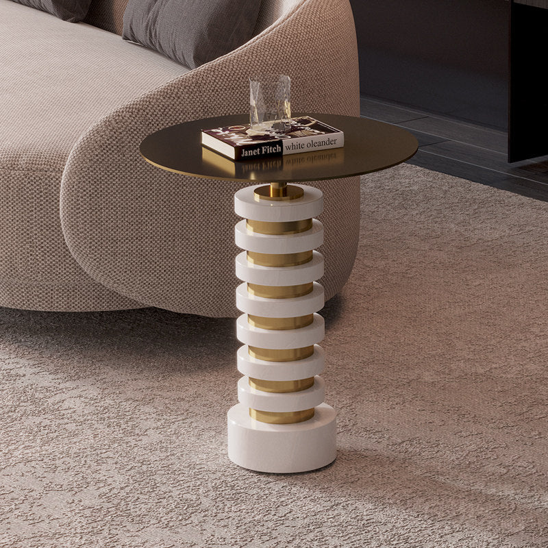 Italian style light luxury edge table, modern minimalist natural marble coffee table, minimalist living room, movable