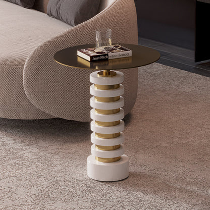 Italian style light luxury edge table, modern minimalist natural marble coffee table, minimalist living room, movable