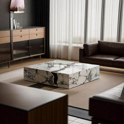Natural marble coffee table light luxury square large unit Italian minimalist luxury stone designer furniture