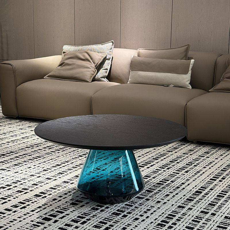 Modern Round Colorful Glass Coffee Table Set New Design for Small Apartments Designer High-End Bell Coffee Table