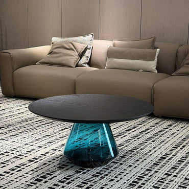 Modern Round Colorful Glass Coffee Table Set New Design for Small Apartments Designer High-End Bell Coffee Table