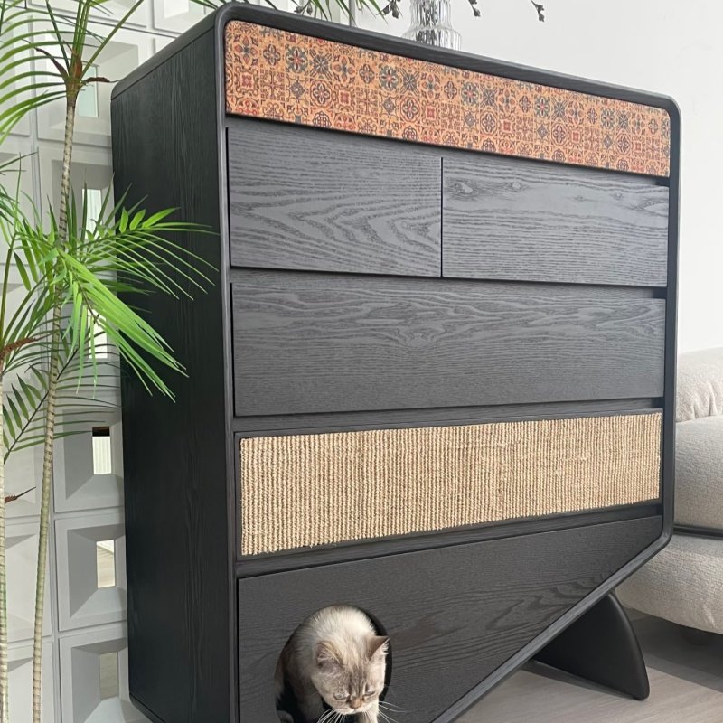 New antique style bucket cabinet, retro living room storage cabinet, bedroom storage cabinet, French cat style solid wood drawer cabinet