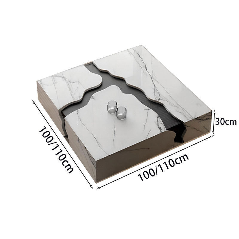 Natural marble coffee table light luxury square large unit Italian minimalist luxury stone designer furniture