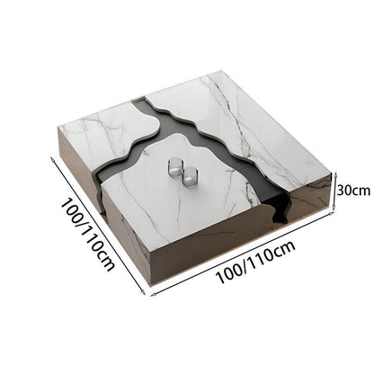 Natural marble coffee table light luxury square large unit Italian minimalist luxury stone designer furniture