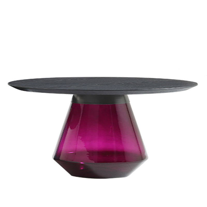 Modern Round Colorful Glass Coffee Table Set New Design for Small Apartments Designer High-End Bell Coffee Table