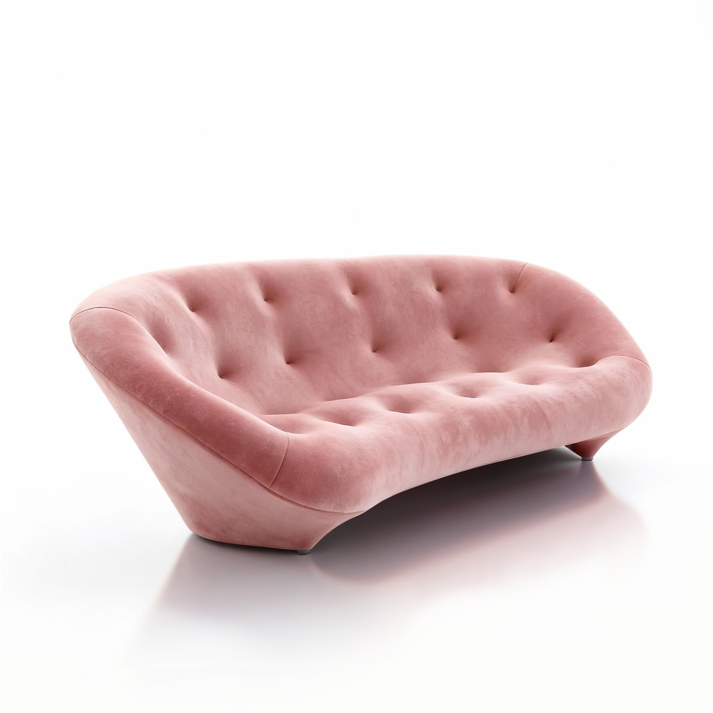 Easy Clean Velvet Shell Sofa – Ergonomic Curved Couch for Small Living Rooms