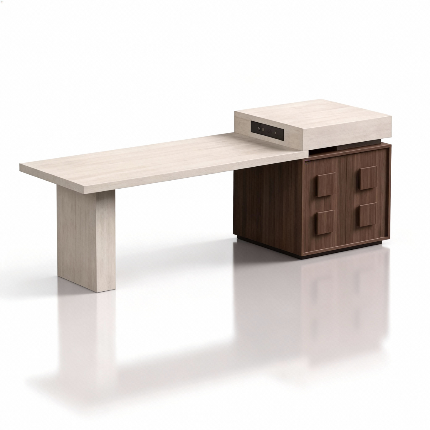 Bottom hanging rock slab island dining table integrated retractable home antique style walnut color open kitchen dining room island table