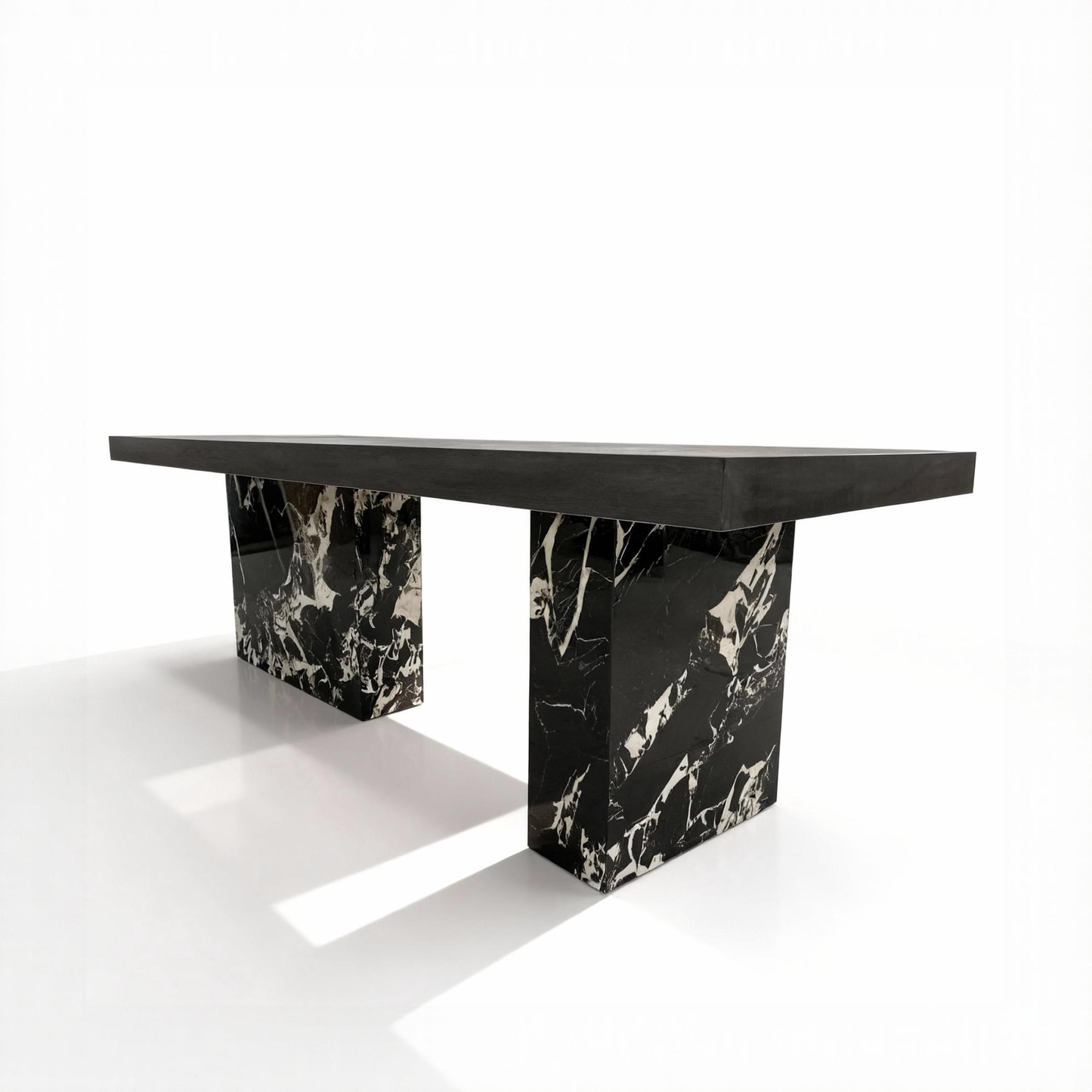 Modern minimalist designer style, internet famous solid wood tea table, black and white marble creative art tea table, dining table, desk