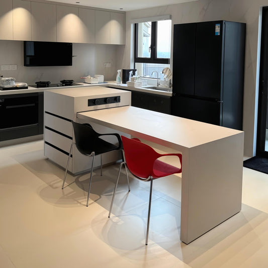 Integrated island table with sink, open kitchen, high-end rock slab island table