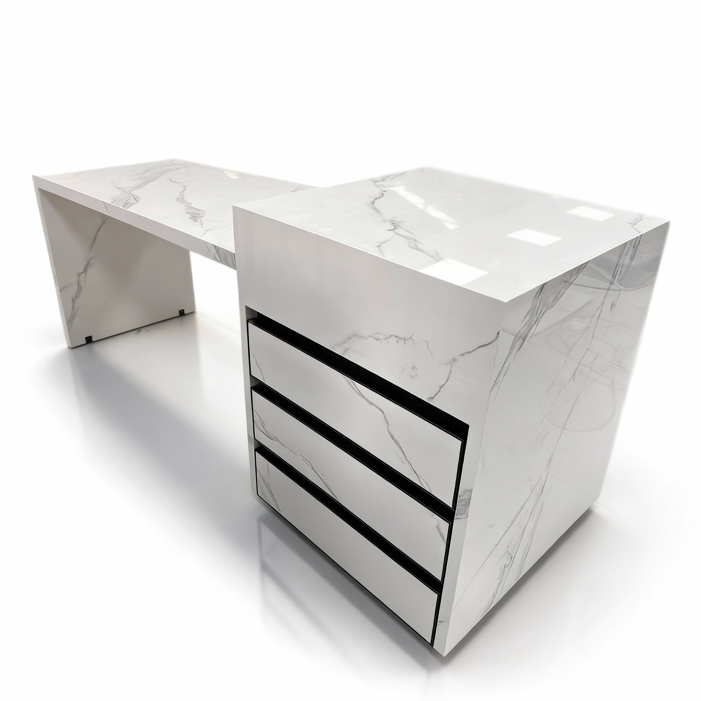 Integrated island table with sink, open kitchen, high-end rock slab island table