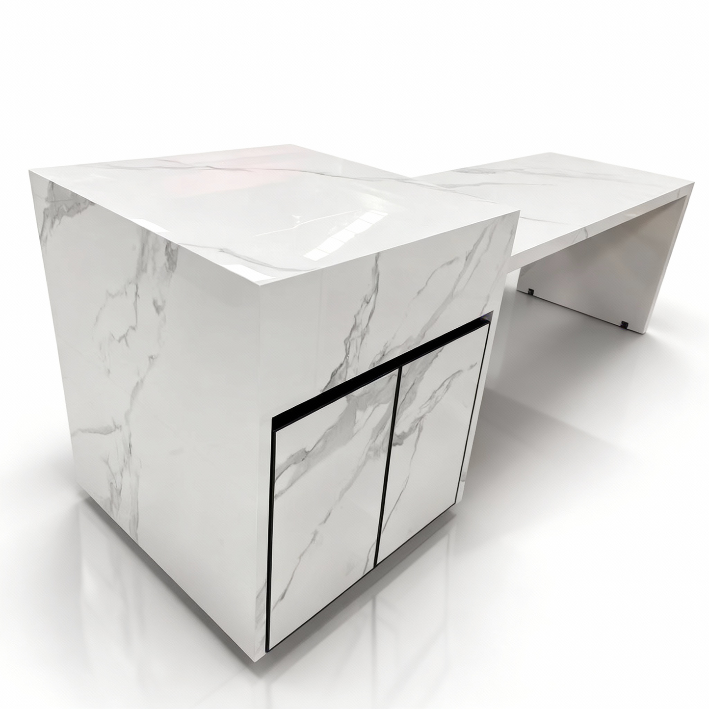 Integrated island table with sink, open kitchen, high-end rock slab island table