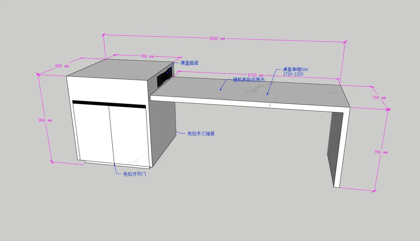 Integrated island table with sink, open kitchen, high-end rock slab island table