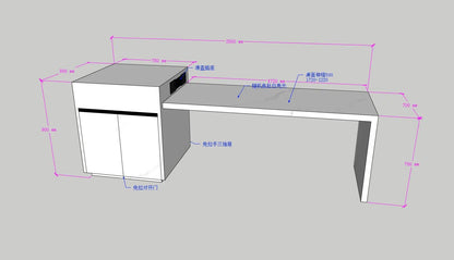 Integrated island table with sink, open kitchen, high-end rock slab island table