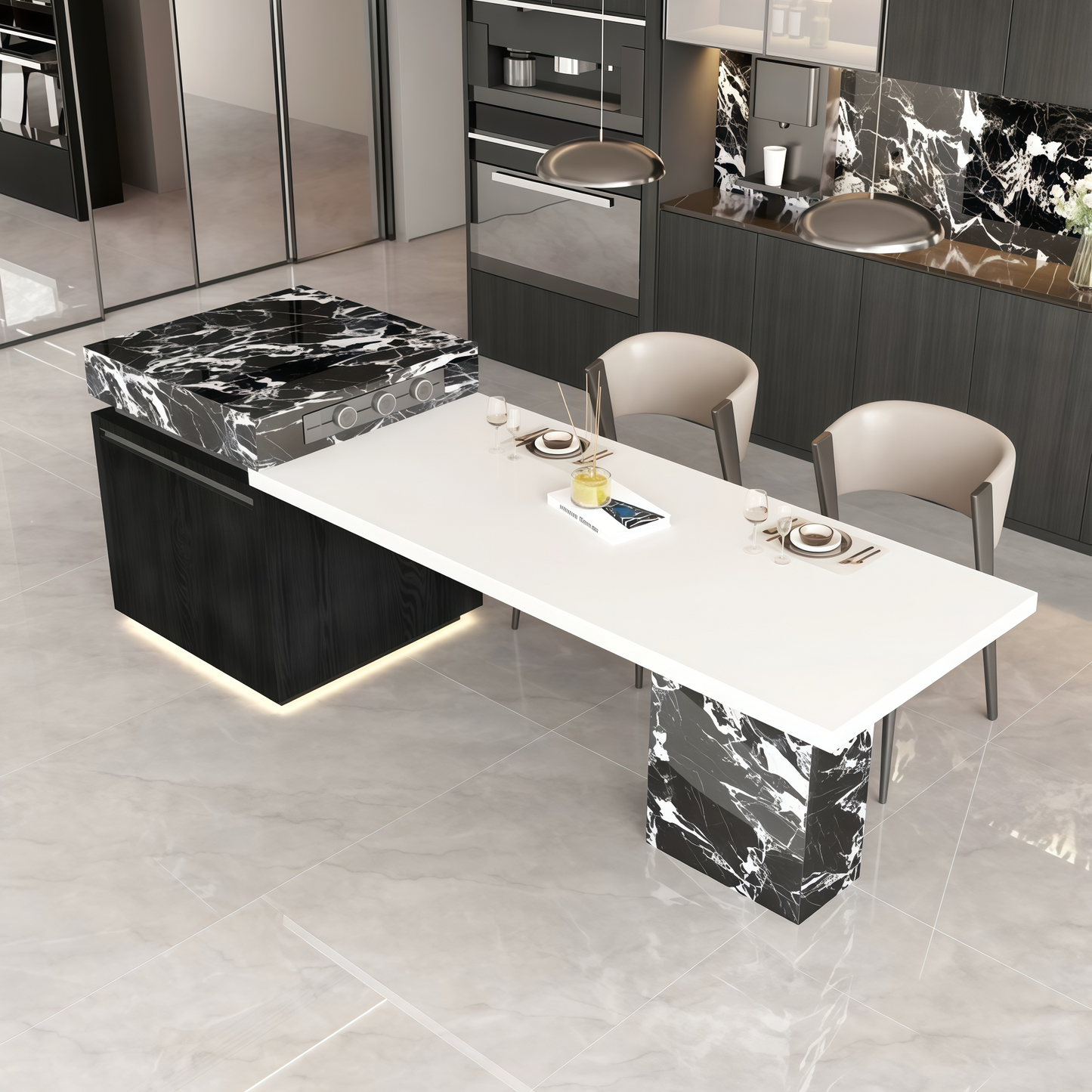 2025 New Tea Table Kung Fu Tea Table Customized Island Table Tea Table Integrated Light Luxury Modern Multi functional Rock Plate