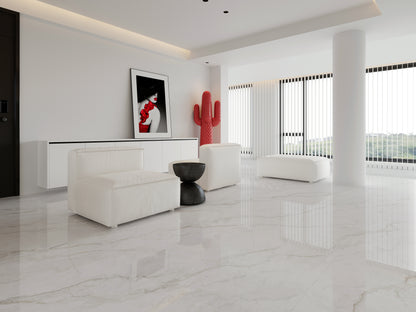 French Cream Marble Tile, Cold River Snow, All-Marble Tile for Living Room and Bathroom Floor