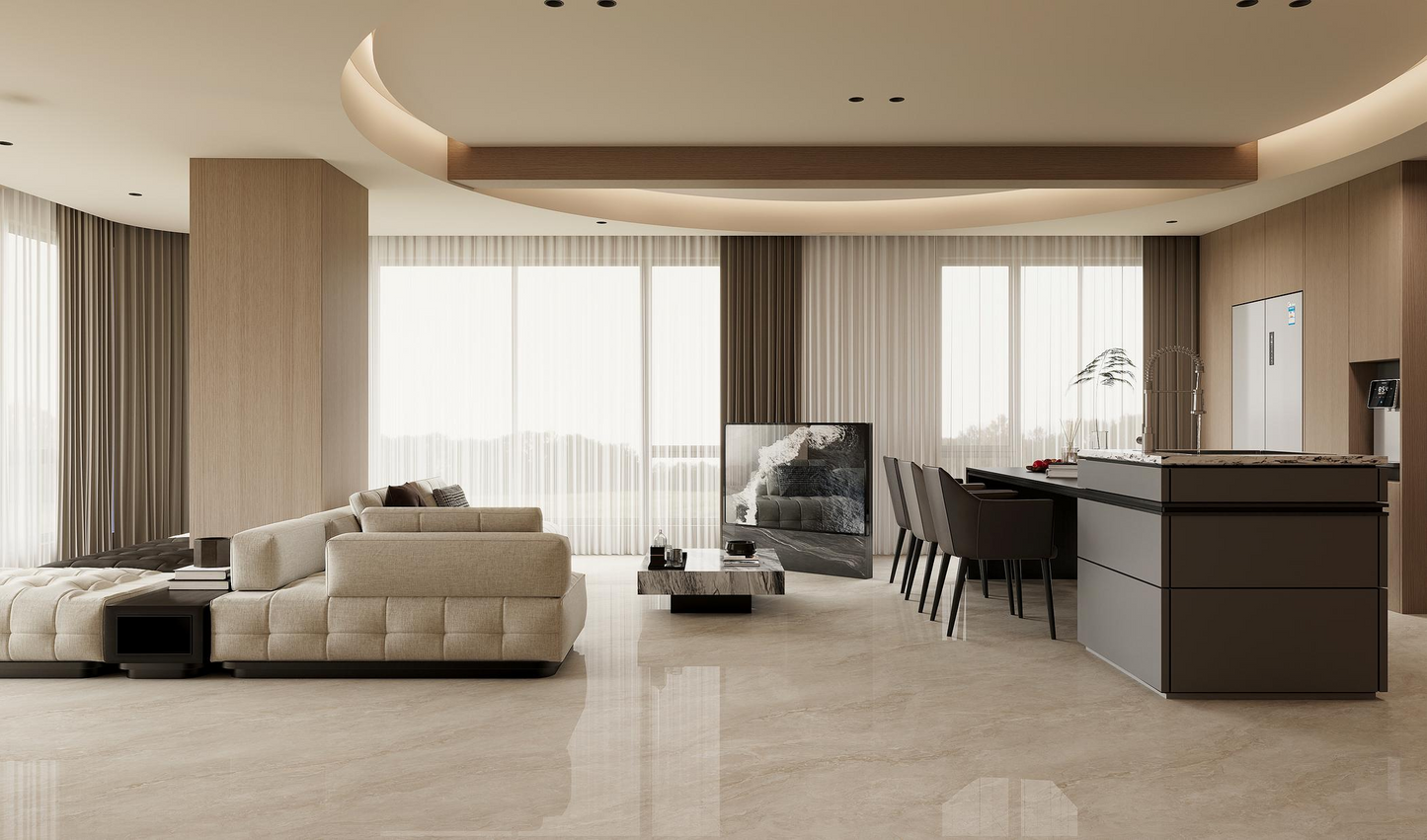 Light luxury texture beige ceramic tiles for villas, homestays, guest restaurants, non slip tiles, matte tiles