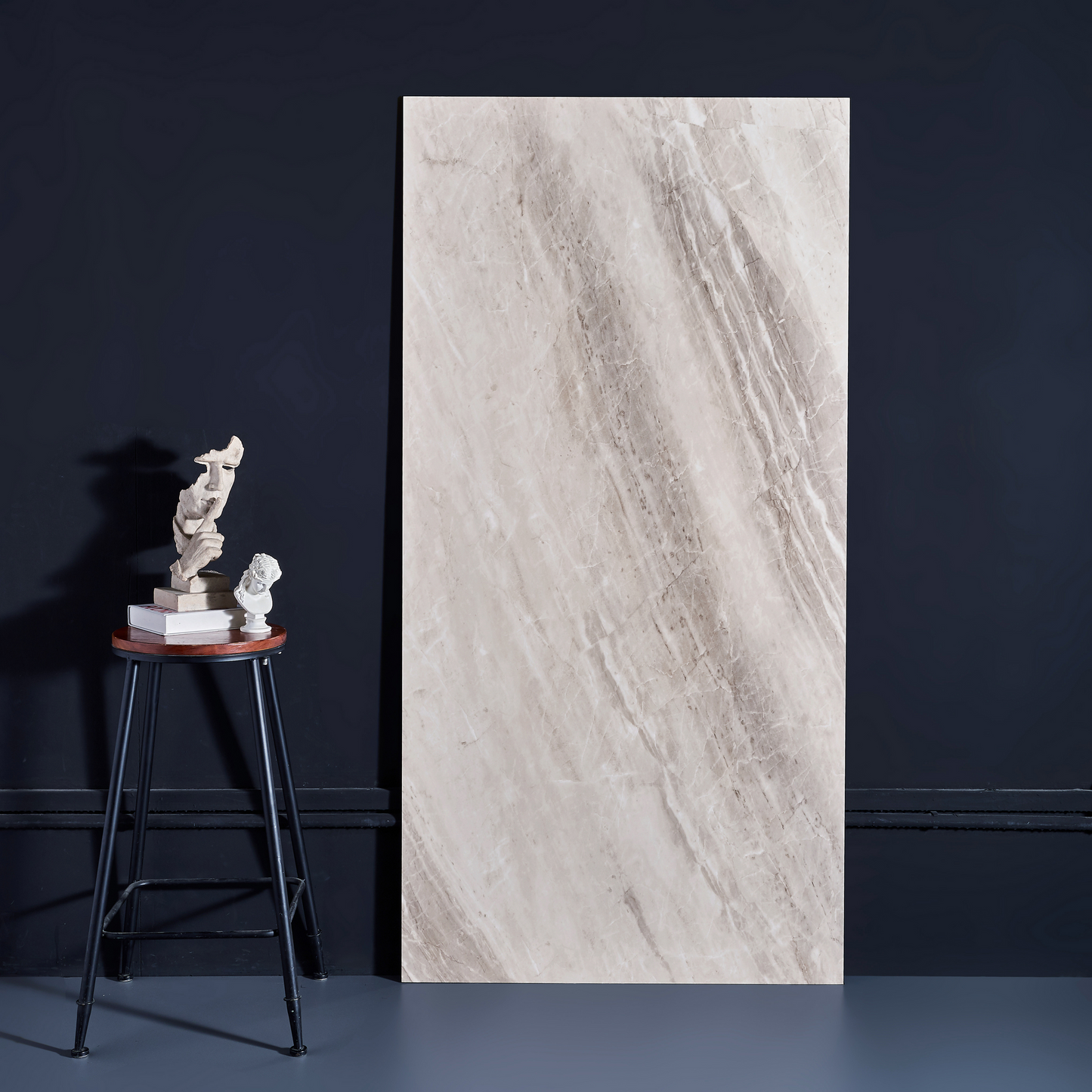 French modern minimalist Greek grey marble tiles, high-end villa living room, balcony, kitchen tiles
