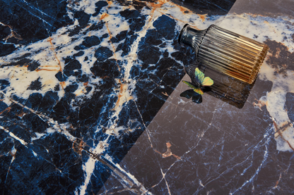 Gemstone blue tiles, marble tiles, living room, villa, deep blue floor tiles