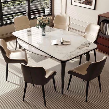 Modern minimalist rock slab jumping table, dining table and chair combination, small household unit with adjustable circular folding dining table