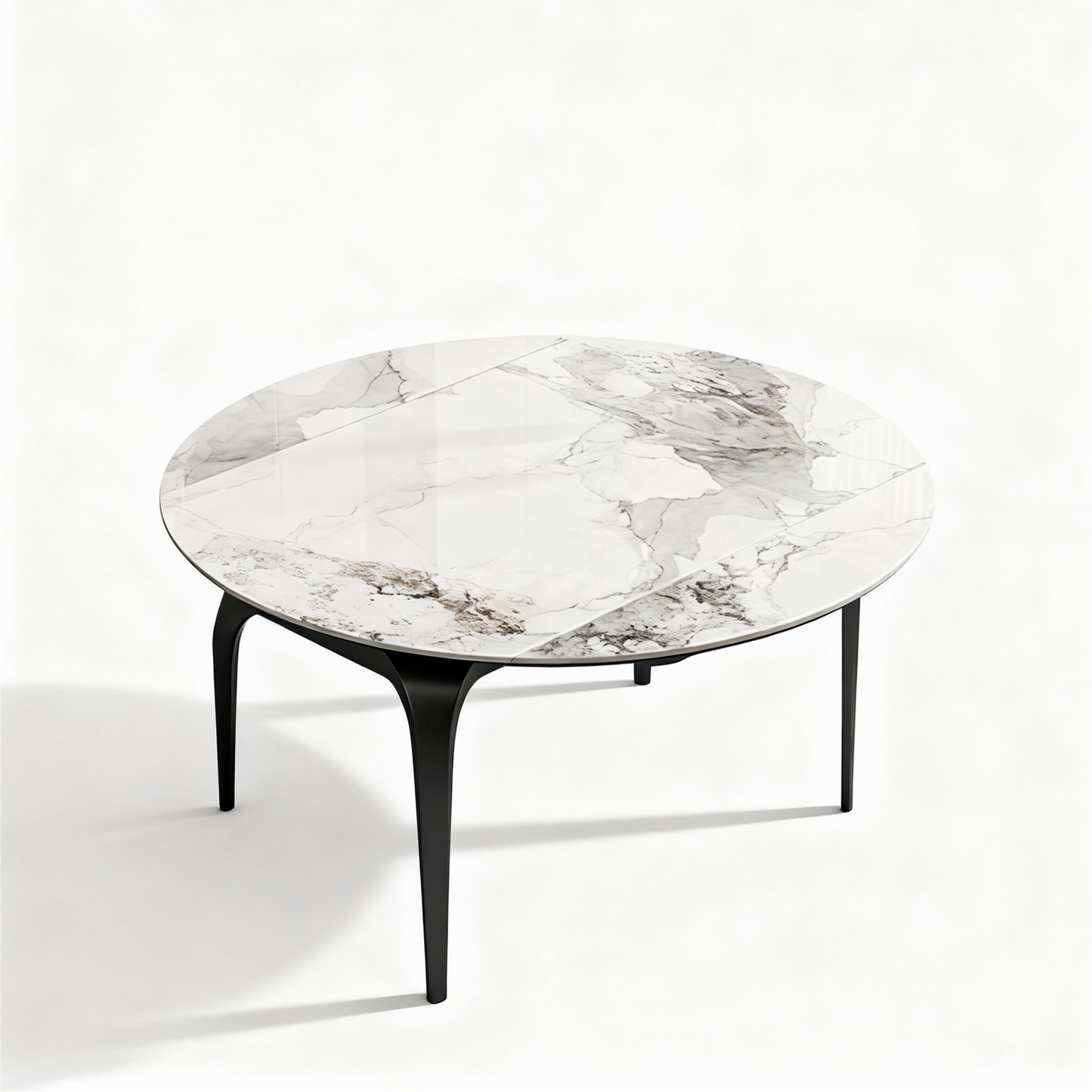 Italian style fully supported rock slab dining table and chair combination, light luxury, modern simplicity, small household layout, retractable folding round table