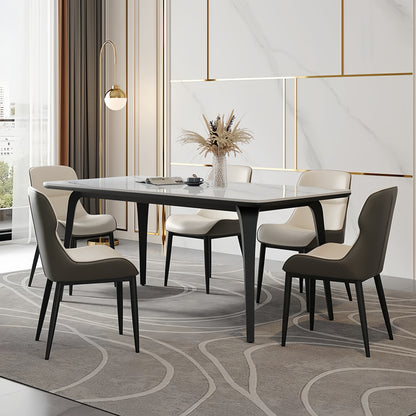 Italian style light luxury rock slab dining table and chair for home use, small layout, modern minimalist rectangular dining table, rock slab table, minimalist design