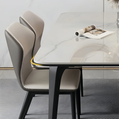 Italian style light luxury rock slab dining table and chair for home use, small layout, modern minimalist rectangular dining table, rock slab table, minimalist design