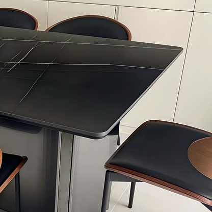 Italian style light luxury rock slab dining table and chair for home use, small layout, modern minimalist rectangular dining table, rock slab table, minimalist design