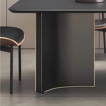 Italian style light luxury rock slab dining table and chair for home use, small layout, modern minimalist rectangular dining table, rock slab table, minimalist design
