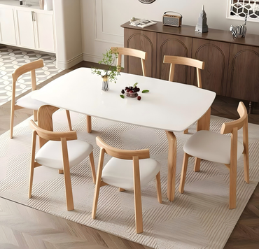Rock board dining table, household solid wood, modern and simple style