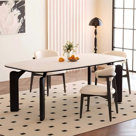 Rock board dining table, household solid wood, modern and simple style