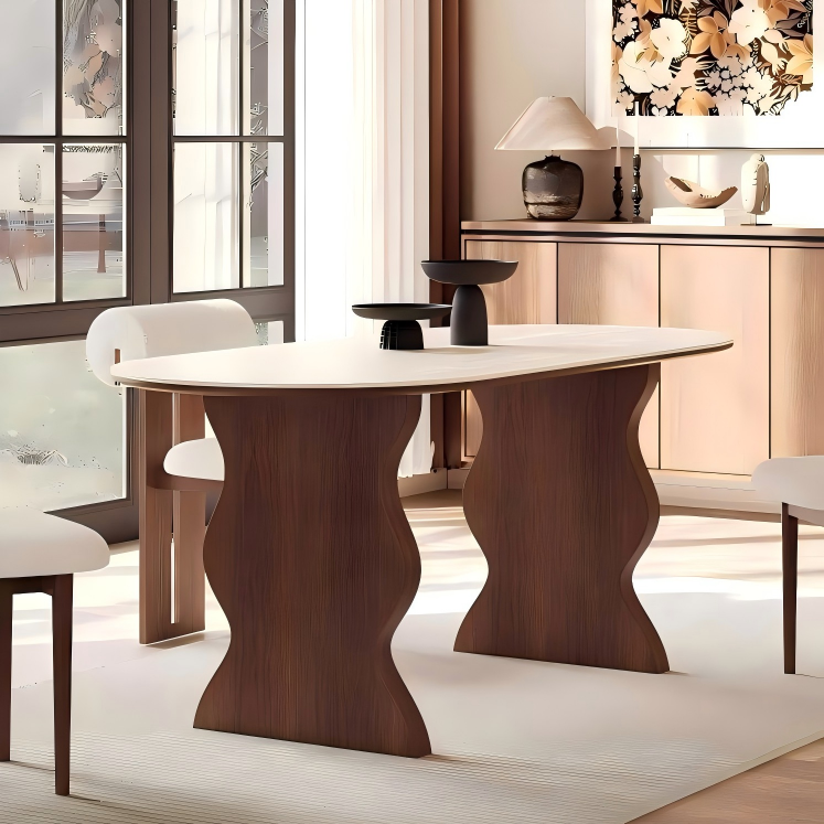 Rock board dining table and chair combination with ancient style 2025 new small household dining table solid wood rectangular shape