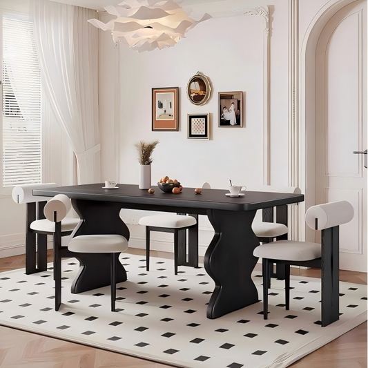 Rock board dining table and chair combination with ancient style 2025 new small household dining table solid wood rectangular shape